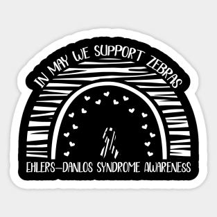 Ehlers Danlos Awareness Month Boho Rainbow Zebra Ribbon Sticker